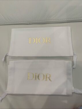 Dior White Pouch Pair with Gold Logo